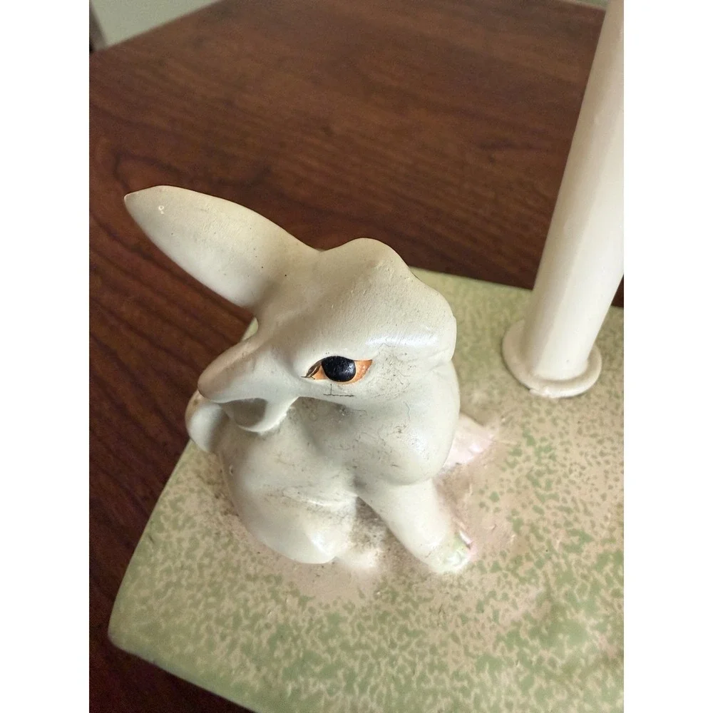 Vtg APPLE BASKET GIRL &‎ RABBIT Table Lamp ENAMELED METAL Italy W Labels